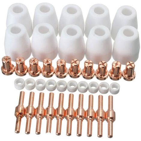 40-teiliges Zubehörset Für Plasmaschneider – Keramikdüsen Und -elektroden – Kompatibel Mit Pt-31, Lg-40, Cut-40 Und 50 – Maximale Schnittstärke 30 Mm