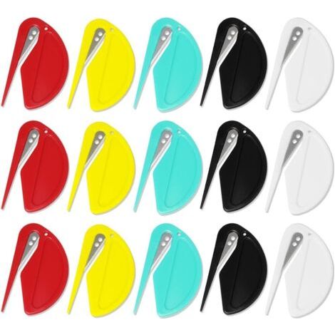 15-teiliges Brieföffner- Und Paketöffner-set Mini - Effizientes Messer Mit Scharfen Kanten Zum Öffnen Von Umschlägen, Paketen Und Zum Schneiden Von Papier In 5 Farben (schwarz, Weiß, Rot, Gelb Und Grü