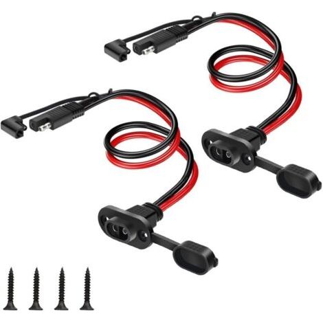 2 Stück Sae-schnellanschlusskabel, 30 Cm Langes 10awg Sae-stecker-buchse-kabel, Seitenwandsteckdose Für Solargenerator Und Batterieladegerät