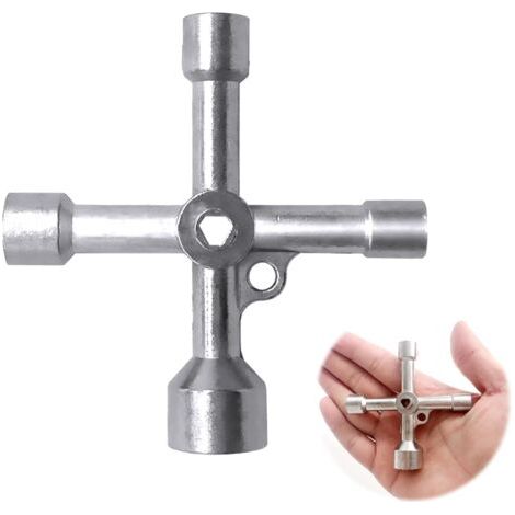 4-wege-dreieckschlüssel, 5 Größen (7 Mm/10 Mm/12 Mm/13 Mm/18 Mm) Für Heizkörper, Türöffnungswerkzeuge, Heizkörperschlüssel, Wasser-, Gas- Und Elektroschränke, Silberfarben