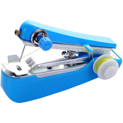 1 Mini-tragbare Blaue Handnähmaschine, Praktisches Werkzeug Für Handarbeiten, Mini-handnähmaschine, Nähmaschine (11,5 × 7 × 4 Cm)