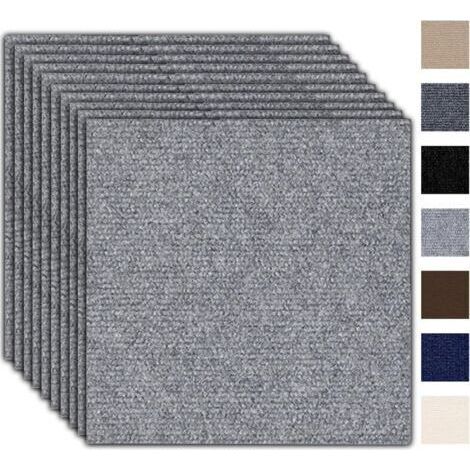 Packung Mit 10 Selbstklebenden Teppichfliesen 30 X 30 Cm – Teppichrücken, Klebstoffe Und Teppiche, Strapazierfähiger Bodenbelag Für Zuhause, Büro Und Geschäfte, Hellgrau