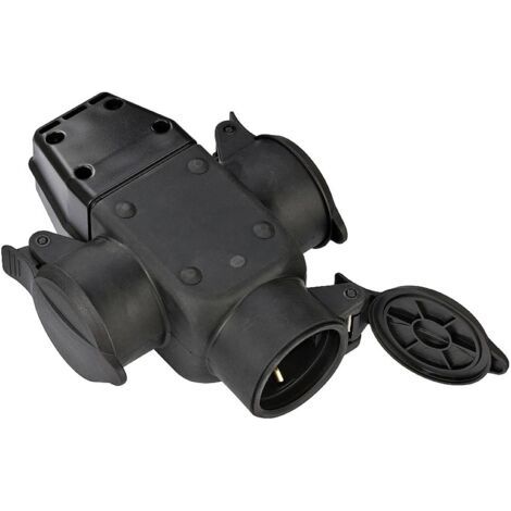 Brennenstuhl – Dreifach-gummiadapter 1082120 – 230 V – Ip44 – Für Feuchte Baustellen – Selbstschließender Klappdeckel