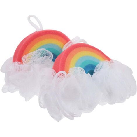 Set Mit 2 Regenbogen-badeschwämmen Für Kinder