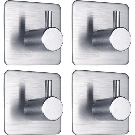 Set Mit 4 Selbstklebenden Handtuchhaken, Wandhaken, Handtuchhaltern, Wasserfesten Edelstahlhaken, Kein Bohren Erforderlich, Zum Aufhängen Von Mänteln, Hüten, Handtüchern, Fürs Badezimmer