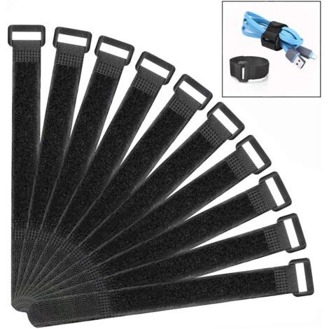 Packung Mit 10 Klett-kabelbindern, 2,5 X 30 Cm, Wiederverwendbare Kabelclips, Verstellbare Nylon-kabelbinder