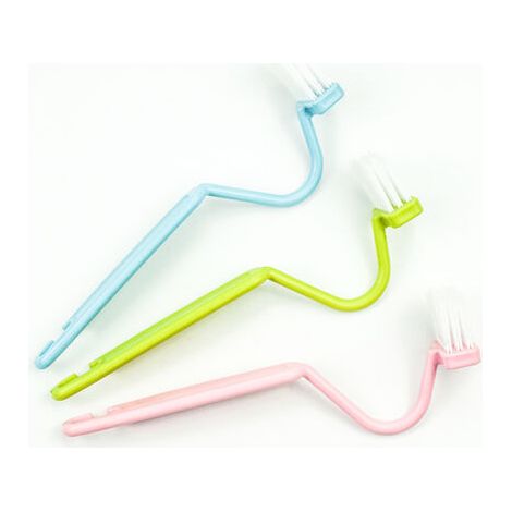 20,3 Cm Gebogene, V-förmige Toilettenbürste Aus Kunststoff Zur Reinigung Von Toilettenecken (blau, Grün, Rosa, 3er-pack)