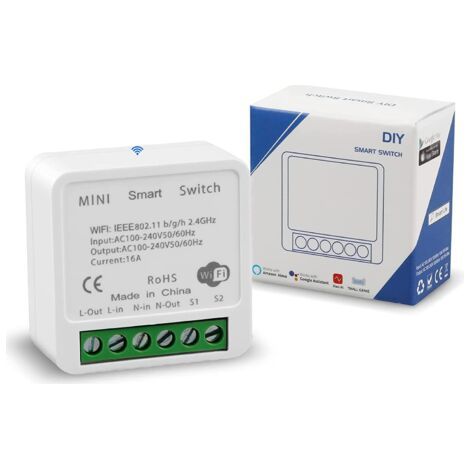 Mini-smart-wlan-schalter, Diy-leistungsschaltermodul, Smart Life/tuya-app Und Drahtlose Sprachfernbedienung, Kompatibel Mit Alexa Echo Und Google Home (100-240 V, 16 A)