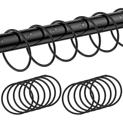 12er-pack Duschvorhangringe, Rostfreie Schwarze Duschvorhanghaken, Runde Metallhaken Für Badezimmer, Ankleidezimmer, Fenster, Heimdekoration, Leichtgängig