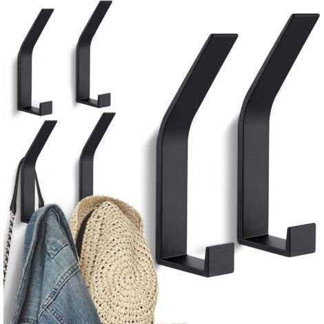 Set Mit 6 Schwarzen Wandhaken Zur Unsichtbaren Aufhängung, Moderne Schrankhaken Für Jacken, Mäntel, Mützen, Schals, Handtücher, Handtaschen Und Mehr