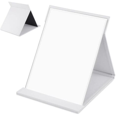 Tischspiegel, 21 Cm X 15 Cm, Faltbarer, Tragbarer Reisespiegel, Hochauflösender Kosmetikspiegel Mit Weißem Kunstlederetui, Rechteckiger Schminktischspiegel
