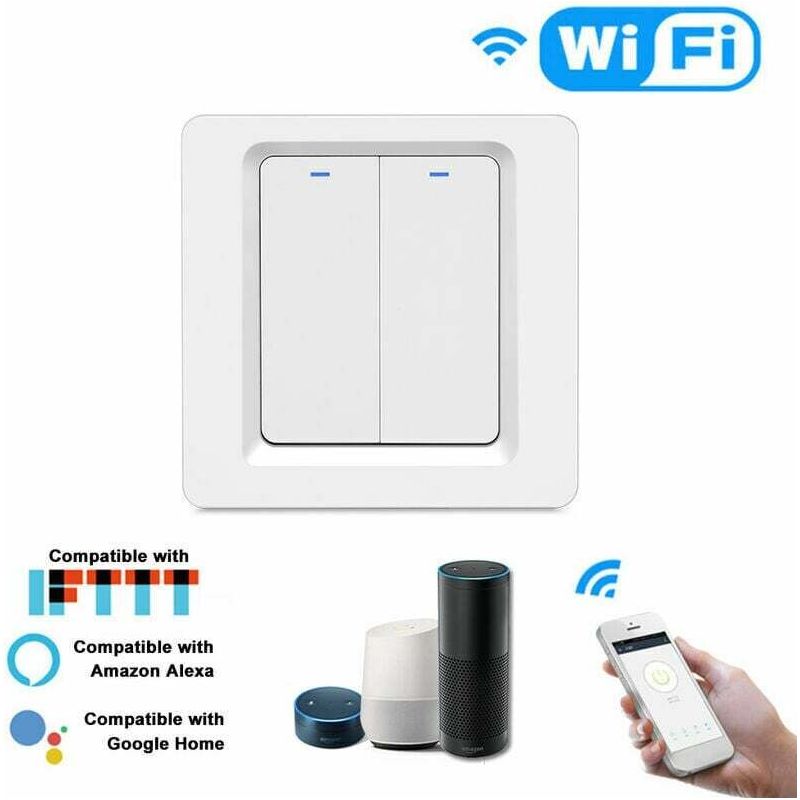Andiamo Smart Home Zubehör Wlan-lichtschalter Mit Druckknopf, Per App (life/tuya) Fernsteuerbar, Kompatibel Mit Alexa Und Google Home Für Sprachsteuerung