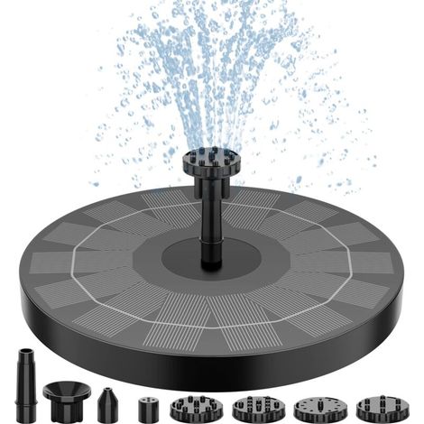 Pompe Solaire Pour Fontaine Et Bain D'Oiseaux, 2,5 W, 8 Buses, 17 Cm De Diamètre, Idéale Pour Bassins De Jardin, Piscines Et Aquariums.