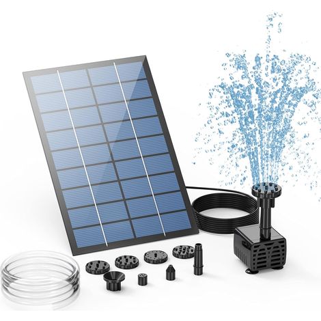 Pompe Solaire Pour Fontaine De 2,5 W, Pompe Solaire Extérieure À Monter Soi-même Avec 6 Buses Et Tuyau D'Arrosage De 1,2 M, Idéale Pour Les Bains D'Oiseaux, Les Bassins, Les Jardins Et Les Aquariums.