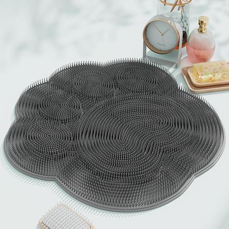 Tapis De Massage Exfoliant Pour Douche, Antidérapant, Pour Le Bain Et Le Lavage Des Pieds, Fixation Murale, Avec Ventouses Et Brosses Pour Le Massage Du Dos.-aquaforge