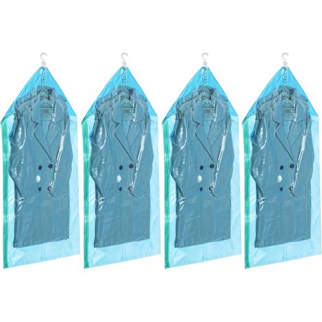 Sacs De Rangement Sous Vide Suspendus Pour Vêtements, Lot De 4 (135 X 70 Cm), Protection Sous Vide Pour Costumes, Manteaux, Vestes, Sacs Sous Vide Bleus-aquaforge