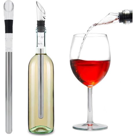Bâtonnet Rafraîchissant Pour Vin 3 En 1, Refroidisseur De Vin En Acier Inoxydable Avec Verseur Et Aérateur Intégré.-aquaforge