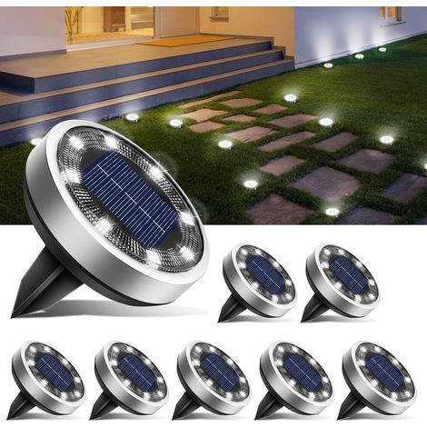 Lampe Solaire Extérieure Étanche À 8 Led Pour Jardin, Allées, Pelouse, Terrasse, Cour Et Piscine, Lumière Blanche-aquaforge