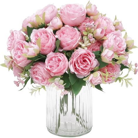 Lot De 2 Pivoines Artificielles, Pivoines Artificielles Rose Clair, Pivoines En Soie, Fausses Pivoines, Bouquet De Pivoines Pour La Décoration De Table-aquaforge