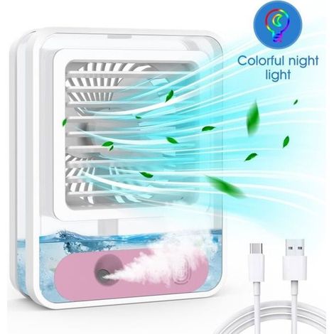 Mini Climatiseur Portable, Ventilateur Silencieux, Climatiseur Mobile, Petit Humidificateur Rechargeable Usb 2500 Mah-aquaforge