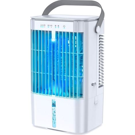 Climatiseur/rafraîchisseur D'Air Portable D'Une Capacité De 1200 Ml – 3 Vitesses – Minuterie De 2 À 4 Heures – Silencieux – Éclairage Led 7 Couleurs Pour Créer Une Ambiance Lumineuse.-aquaforge
