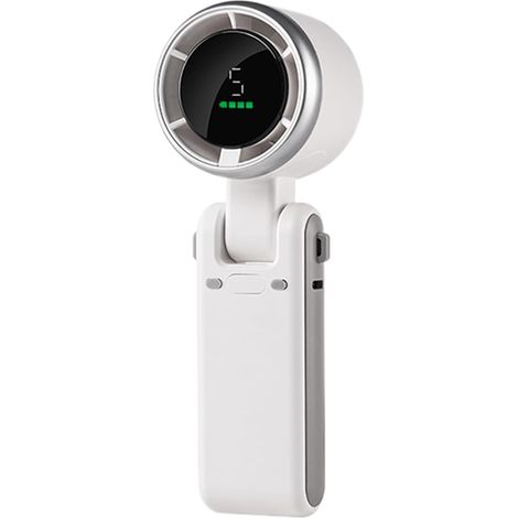 Ventilateur Portable Pliable Avec Affichage Numérique - Mini Ventilateur Portable À 5 Vitesses, Rechargeable Par Usb Et Longue Durée De Vie, Idéal Pour Le Bureau, Les Voyages Et Les Activités De Plein