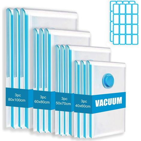 Lot De 12 Sacs De Rangement Sous Vide Pour Vêtements (compatibles Avec Les Aspirateurs) - Sacs De Compression Pour Les Voyages-aquaforge