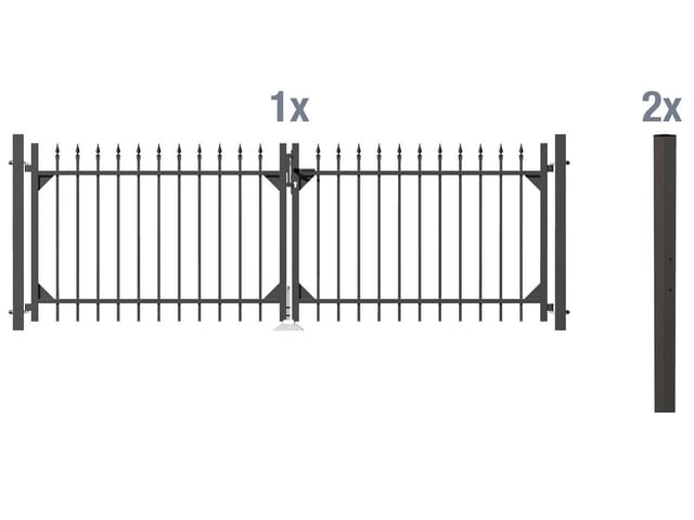 Metallzaun Doppeltor-Set Chaussee Anthrazit z. Einbetonieren 100 cm x 301 cm