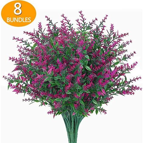 Lot De 8 Arbustes Et Fleurs Artificielles D'Extérieur Résistants Aux Uv-aquaforge