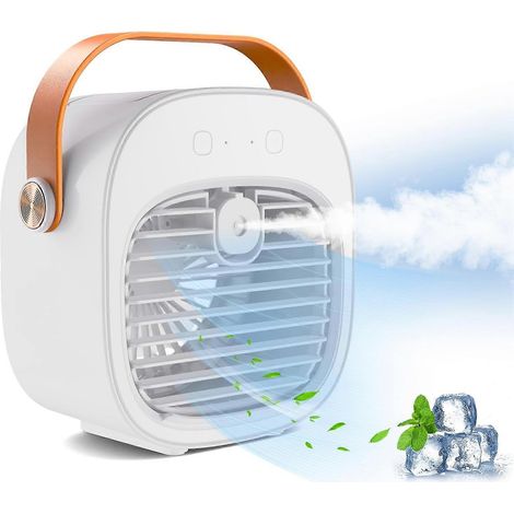Ventilateur De Climatisation Portable, Rafraîchisseur D'Air Personnel Par Évaporation, Ventilateur De Bureau Alimenté Par Batterie Et Usb Avec Brumisateur-aquaforge