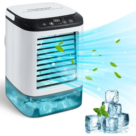 Mini Climatiseur Portable Avec Réservoir De 900 Ml, 3 Vitesses, 2 Pulvérisations, 7 Lumières De Couleur Et Boîte À Glace.[q1403]-aquaforge