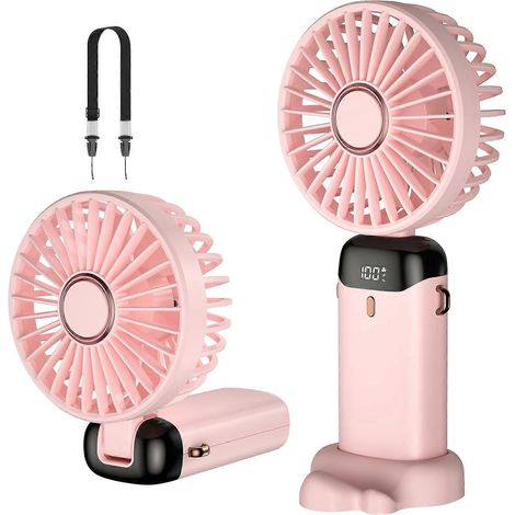Ventilateur Portable, Mini Ventilateur Rechargeable Par Usb, 5 Vitesses, Avec Cordon Et Base, Batterie Intégrée De 4200 Mah, Pliable, Idéal Pour Le Bureau, La Maison Et L'École.-aquaforge