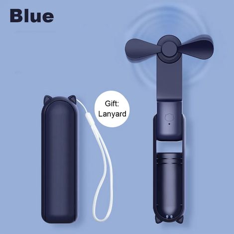 Ventilateur Portable 2000 Mah Rechargeable Par Usb, 3 Vitesses, Mini Ventilateur Pliable De Poche, Idéal Pour Les Voyages, Avec Batterie Externe Intégrée.-aquaforge