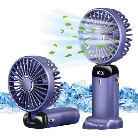 Ventilateur Portable À Main Avec 5 Vitesses, Mini Ventilateur Rechargeable Par Usb Avec Affichage Led - Idéal Pour La Maison, Le Bureau, La Chambre Et Les Voyages.-aquaforge