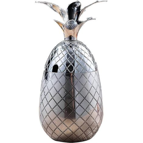 Pelle À Glaçons En Forme D'Ananas Avec Couvercle, En Métal Et Acier Inoxydable, Accessoire Pour Cocktails, 550 Ml (argenté)-aquaforge