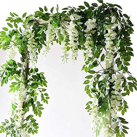 Guirlande De Glycine Artificielle, Fausses Fleurs En Soie, Guirlandes Suspendues-aquaforge