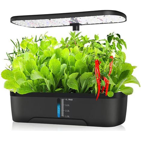 Système De Culture Hydroponique, Jardin D'Herbes Aromatiques À Hauteur Réglable Avec Led, Système De Culture D'Intérieur, Kit De Germination Pour Jardin D'Herbes Aromatiques D'Intérieur (12 Trous)-aqu