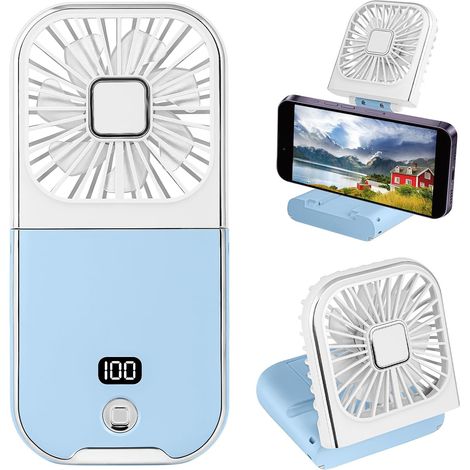 Ventilateur Portable Pliable Avec Affichage Led, Mini Ventilateur Personnel Rechargeable Par Usb, Ventilateur De Cou, Alimentation Par Batterie, Pliable À 180°-aquaforge