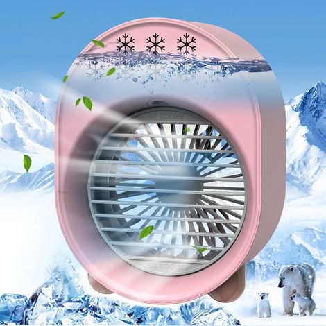Climatiseur Portable, Rafraîchisseur D'Air Personnel Par Évaporation, Ventilateur Usb 3 En 1 Avec Humidificateur Et Lumière D'Ambiance Colorée, Mini Format Portable-aquaforge