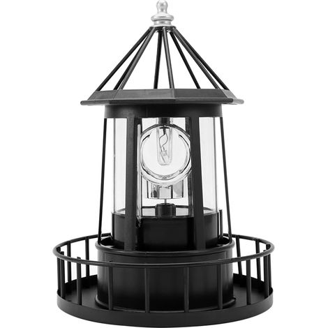 Phare Rotatif À 360 Degrés, Lampe Solaire Led Rotative Pour Jardin, Lampe Phare Étanche (noir)-aquaforge