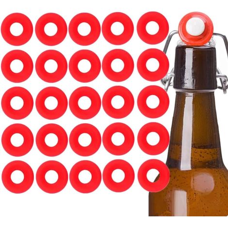 25 Joints Grolsch Pour Bouteilles À Bouchon À Vis, En Silicone Rouge, Souples Et Étanches, De Rechange Pour Bouteilles De Bière Artisanale Et Bouteilles De Soda.-aquaforge