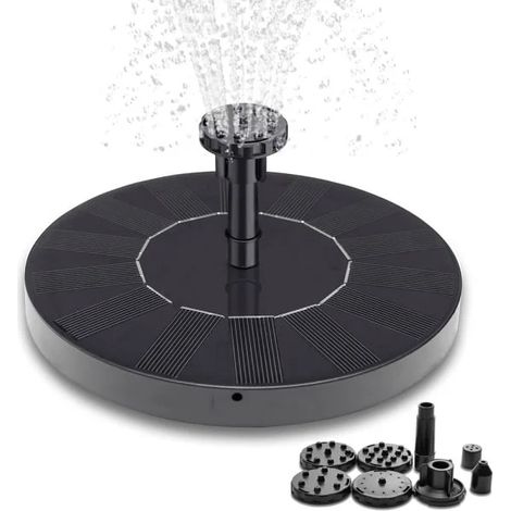 Fontaine Solaire/jeu D'Eau - 16 Cm Noir