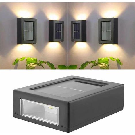 Lot De 2 Lampes Solaires Pour Façade, Mur, Escalier Éclairage Extérieur De Façade Solaire Noir-aquaforge