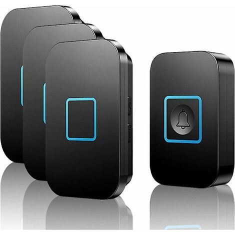 Sonnette Sans Fil, Kit De Sonnette Sans Fil, Sonnette Extérieure Étanche Ip55, Portée De 400 M, Avec 3 Récepteurs Enfichables, 60 Mélodies, 5 Niveaux De Volume, Ju-aquaforge
