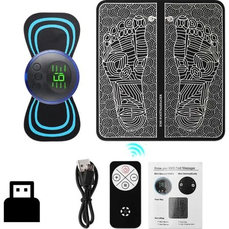 Appareil De Massage Électrique Des Pieds Ems, Plaque De Stimulation Musculaire, 8 Modes, 19 Niveaux D'Intensité, Léger Et Pliable, Réduit La Pression Sur Les Pieds 04868-aquaforge