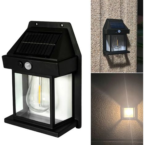 Applique Solaire Murale, Éclairage Solaire Extérieur, Lampe Solaire Étanche Avec Détecteur De Mouvement, Éclairage De Sécurité, Noir-aquaforge