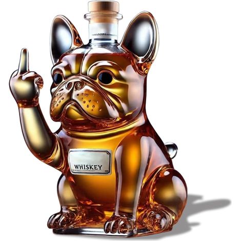 Carafe À Whisky En Forme De Bouledogue Français, Porte-bouteille Décoratif, Carafe En Verre De 300 Ml, Récipient À Boisson Multifonctionnel-aquaforge