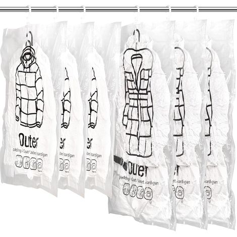 Lot De 6 Sacs De Rangement Sous Vide Suspendus, Réutilisables Et Peu Encombrants, Avec Cintre.-aquaforge