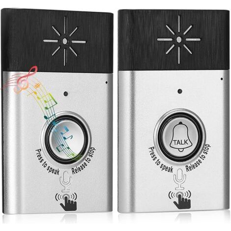 Sonnette Interphone Bidirectionnelle Sans Fil, Volume Et Sonnerie Réglables, Son Clair Et Puissant - Argent-aquaforge