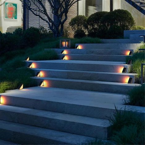 Lot De 6 Lampes Solaires D'Escalier Étanches Pour L'Extérieur, Lampes Triangulaires Pour Terrasse Ou Porche.-aquaforge